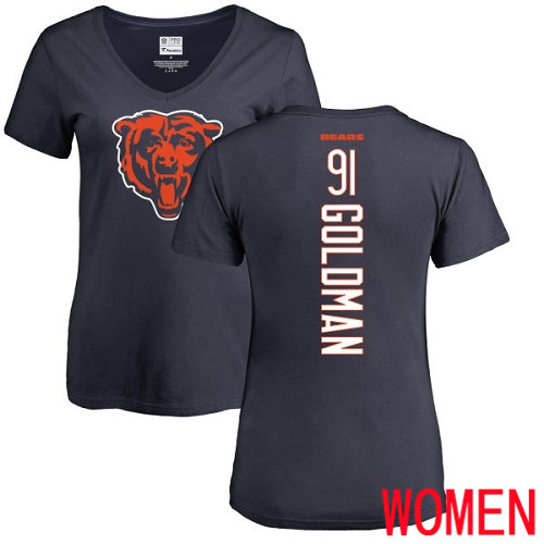 Chicago Bears Navy Blue Women Eddie Goldman Backer NFL Football #91 T Shirt